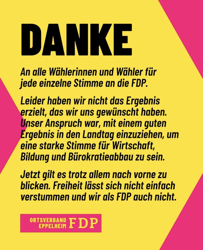 Danksagung und Ausblick fdp Eppelheim 